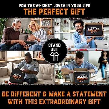 Cocktail Smoker Kit with Torch - 100% USA Oak Smoker, Patented Design, 4 Wood Flavors, Recipe Book for Whiskey, Bourbon & More - Whiskey Smoker Infuser Kit - Whiskey Gift for Men (No Butane)