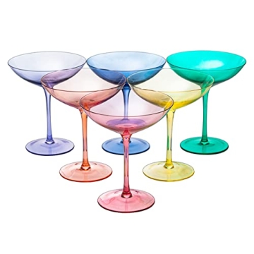 Gilded Multicolor Champagne Coupes Set of 6