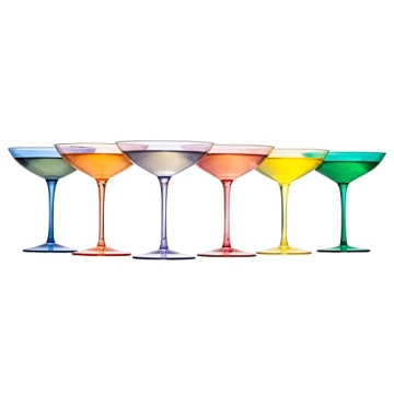 Gilded Multicolor Champagne Coupes Set of 6