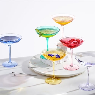 Gilded Multicolor Champagne Coupes Set of 6