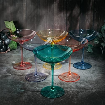 Gilded Multicolor Champagne Coupes Set of 6