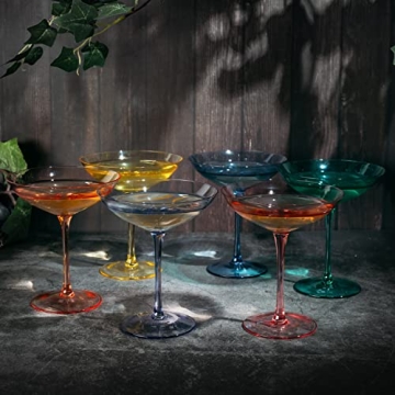 Gilded Multicolor Champagne Coupes Set of 6