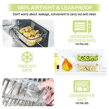 Bayco 10 Pack Glass Meal Prep Containers, Glass Food Storage Containers with Lids, Airtight Glass Lunch Bento Boxes, BPA-Free & Leak Proof (10 lids & 10 Containers) - White