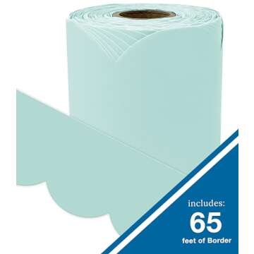 Carson Dellosa 65 Feet of Sea Glass Green Bulletin Board Border, Scalloped Border Trim, Spring Bulle...