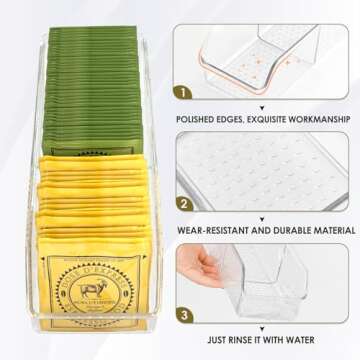 MaxGear Tea Bag Organizer Clear Plastic Tea Bag Storage Holder for Pantry, Kitchen, Cabinet, Counter...