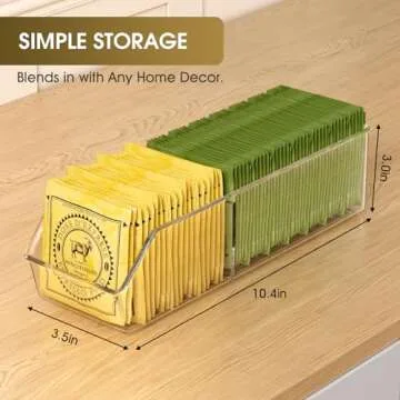 MaxGear Tea Bag Organizer Clear Plastic Tea Bag Storage Holder for Pantry, Kitchen, Cabinet, Countertop, 1 Pack
