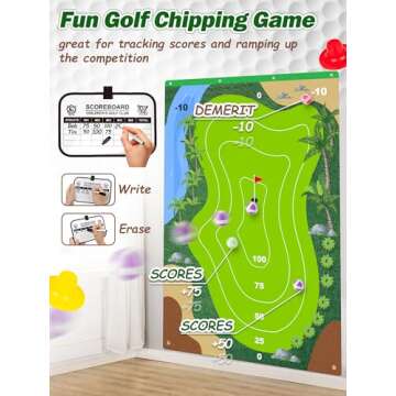 Liberry Kids Golf Set for 3 4 5 6 7 Years Old Boys Girls, Golf Chipping Game with Golf Mat, Sticky Balls, Storage Bag, Retractable Golf Clubs Indoor Outdoor Sports Toy Gift Toss Game