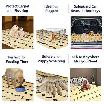 Washable Pee Pads for Dogs + Pet Grooming Gloves - Waterproof & Non-Slip Fast Absorbing Puppy Potty Training Pads,Reusable Whelping Pads, Pee Pad for Guinea Pig Cage,Dog Playpen Mat
