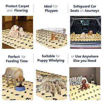 Washable Pee Pads for Dogs + Pet Grooming Gloves - Waterproof & Non-Slip Fast Absorbing Puppy Potty Training Pads,Reusable Whelping Pads, Pee Pad for Guinea Pig Cage,Dog Playpen Mat