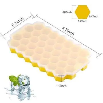 Farielyn-X Ice Cube Trays,2 Pack Food Grade Silicone Rubber Flexible and BPA Free 74 Cubes Ice Trays with Lid Stackable Easy Release Mini Cocktail Whiskey Ice Cube Mold Storage Containers-Green&Yellow