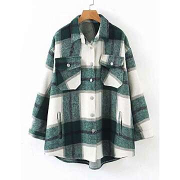 Tanming Women’s Plaid Flannel Shacket - Casual Layering Jacket