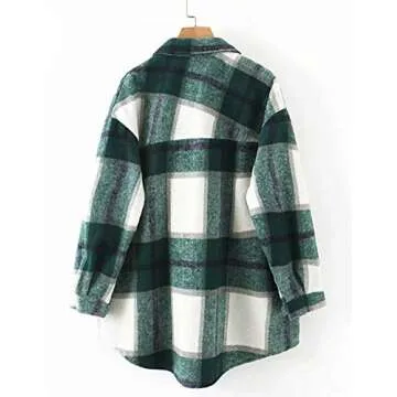 Tanming Women’s Cozy Plaid Flannel Shacket - Stylish Comfort