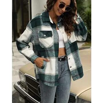 Tanming Women’s Cozy Plaid Flannel Shacket - Stylish Comfort