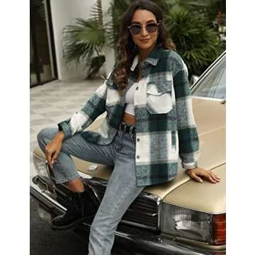 Tanming Women’s Cozy Plaid Flannel Shacket - Stylish Comfort