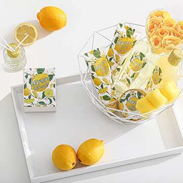 Green Canyon Spa Gift Baskets for Women- 10 Pcs Lemon Scent Home Bath Gift Sets in Beautiful Tote Ba...