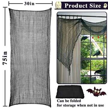 ZeeDix 6 Pack Black Halloween Creepy Cloth 30 x 75 Inch Halloween Decoration Spooky Scary Gauze Clot...