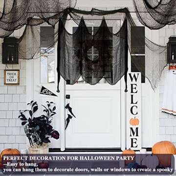 ZeeDix 6 Pack Black Halloween Creepy Cloth 30 x 75 Inch Halloween Decoration Spooky Scary Gauze Cloth Black Cheesecloth for Halloween Party Supplies Outdoor Yard Home Wall Doorway