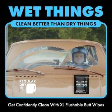 DUDE Wipes - On-The-Go Flushable Wipes - 2 Pack, 60 Wipes - Unscented Extra-Large Individually Wrapped Adult Wet Wipes - Vitamin E & Aloe - Septic and Sewer Safe