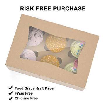 X-Chef Cupcake Boxes - 15 Pack Sturdy Baking Carriers