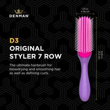 Denman Curly Hair Brush D3 (African Violet) - 7 Row Styling Brush for Curls
