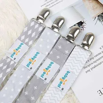 Babygoal Baby Pacifier Clips with Pacifier Case, 4 Pack Pacifer Holder for Girls and Boys Fits for All Pacifier Styles, Baby Toys and Baby Gift 4MP07-HZ