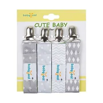Babygoal Baby Pacifier Clips with Pacifier Case, 4 Pack Pacifer Holder for Girls and Boys Fits for All Pacifier Styles, Baby Toys and Baby Gift 4MP07-HZ