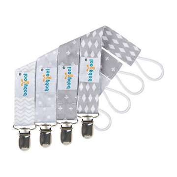 Babygoal Baby Pacifier Clips with Pacifier Case, 4 Pack Pacifer Holder for Girls and Boys Fits for All Pacifier Styles, Baby Toys and Baby Gift 4MP07-HZ