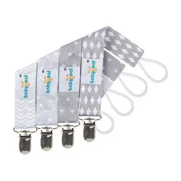 Babygoal Baby Pacifier Clips with Pacifier Case, 4 Pack Pacifer Holder for Girls and Boys Fits for All Pacifier Styles, Baby Toys and Baby Gift 4MP07-HZ