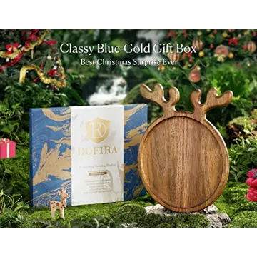 Dofira Acacia Wood Antler Handle Serving Platter 6 Inch