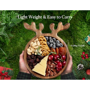 Dofira Acacia Wood Antler Handle Serving Platter 6 Inch