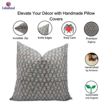 Fabritual Thick Linen Outdoor Pillow with Handloom Design