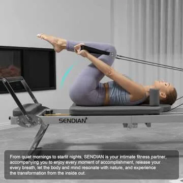 SENDIAN Foldable Pilates Equipment for Home Workouts, Pilates Reformer Machine for Home and Gym, Pilates Exercise Equipment with Jump Board, Additional 5 Color Cords (Gray)