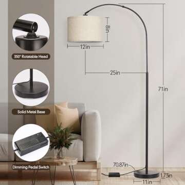 Stylish Dimmable Floor Lamp with Adjustable Shade, Ideal for Home Lighting