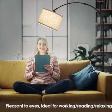 Dimmable Floor Lamp Modern Arc Design with Adjustable Shade