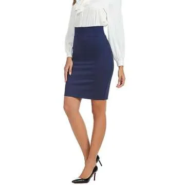 Stylish Women's Stretchy Midi Pencil Skirt for Work