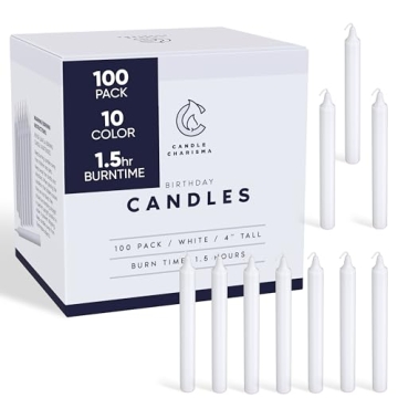 Candle Charisma 100 White Spell Candles - 4" Unscented Paraffin Chime Candles, Smokeless & Dripless,...