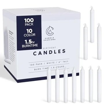 Candle Charisma 100 White Spell Candles - 4" Unscented Paraffin Chime Candles, Smokeless & Dripless,...