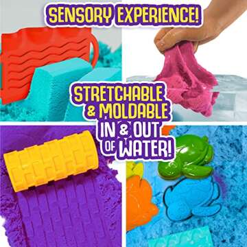 Slimy Sand Aqua Splash by Horizon Group USA, 1.5 lbs. of Stretchable & Moldable Purple Water Play Sand in Reusable Bucket, Non-Stick Slimy Play Sand, Sensory Water Play Activity, Age 5+