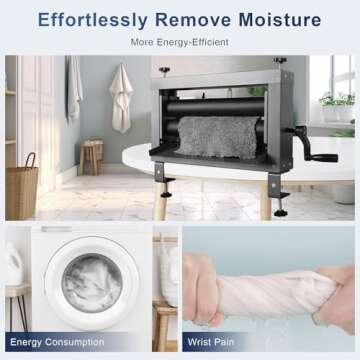 Upgraded Clothes Wringer, 5X Thicker Rubber Removes 95% of Water, Heavy Duty Off Grid Laundry Wringe...