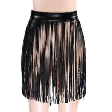 Fenyong Leather Fringe Skirt for Trendy Women