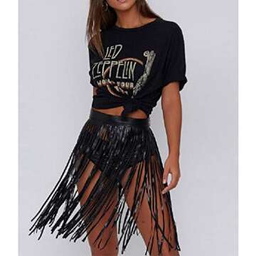 Fenyong Leather Fringe Skirt for Trendy Women