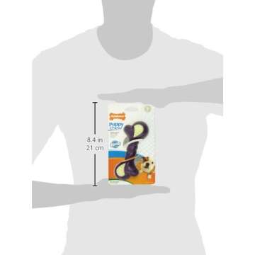 Nylabone Double Action Bone Puppy Chew Toy, Rubber Teething Toys for Puppies, Bacon Flavor, Small - Up to 25 lbs, 1 Count