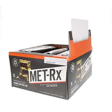 MET-Rx Protein Plus Bar, Great as Healthy Meal Replacement, Snack, and Help Support Energy, Gluten Free, Peanut Butter Cup, With Vitamin A, Vitamin C, and Zinc to Support Immune Health, 85 g,9 Count