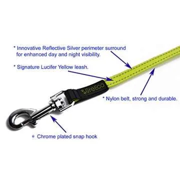 GreEco Retractable Dog Leash, Belt Leash, Ergonomic Handle, 13 Ft for Small to Middle Dog, Lucifer Yellow Leash, Innovative Reflective Silver Perimeter Leash, Blue