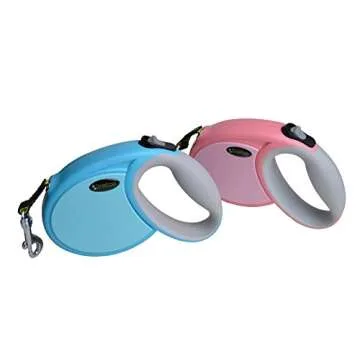 GreEco Retractable Dog Leash, Belt Leash, Ergonomic Handle, 13 Ft for Small to Middle Dog, Lucifer Yellow Leash, Innovative Reflective Silver Perimeter Leash, Blue