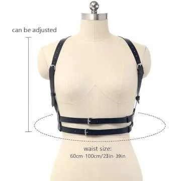 Widyany Punk Belt Black PU Leather Harness for Women