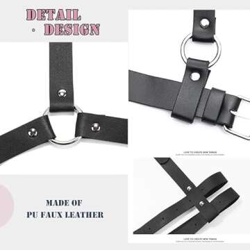 Widyany Punk Belt Black PU Leather Harness for Women