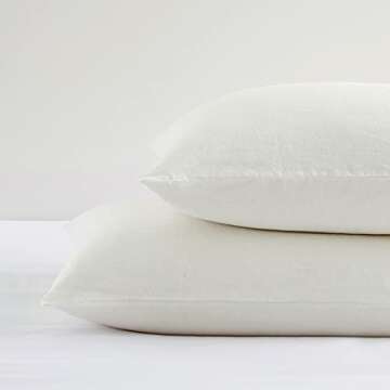 AVEYAL 100% Pure Natural Linen Pillow Cases, Flax Pillowcases in Set of 2 Pack, Hemp Pillow Covers with Envelope Closure, Hypoallergenic and Sweat Release, Queen Size (20x30 inches), Ivory