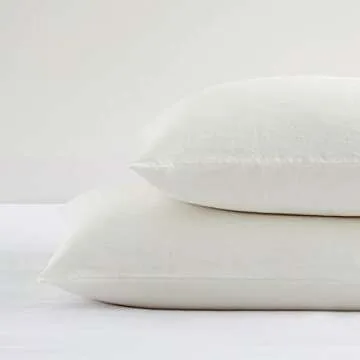 AVEYAL 100% Pure Natural Linen Pillow Cases, Flax Pillowcases in Set of 2 Pack, Hemp Pillow Covers with Envelope Closure, Hypoallergenic and Sweat Release, Queen Size (20x30 inches), Ivory