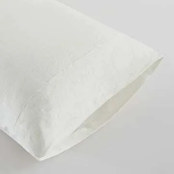 AVEYAL 100% Pure Natural Linen Pillow Cases, Flax Pillowcases in Set of 2 Pack, Hemp Pillow Covers with Envelope Closure, Hypoallergenic and Sweat Release, Queen Size (20x30 inches), Ivory